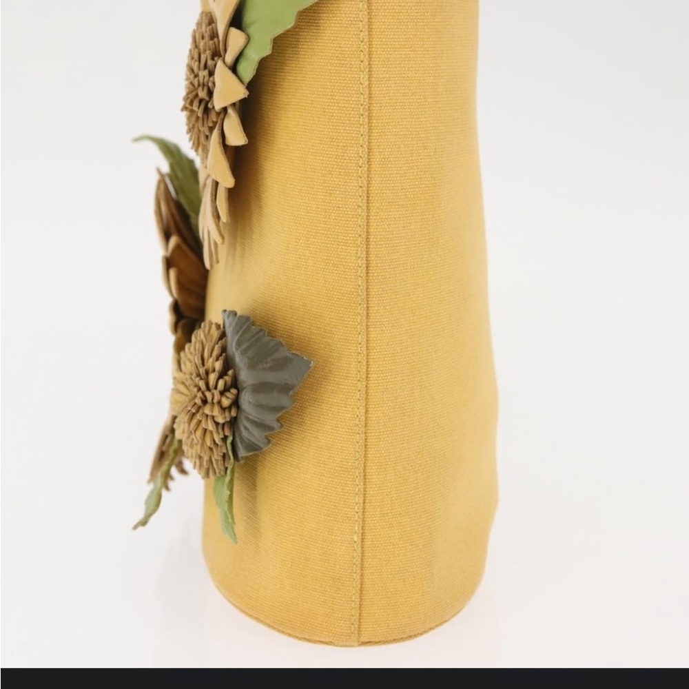 Salvatore Ferragamo Yellow Floral Appliqué Tote with Green Leaf Accents - Picture 4 of 16